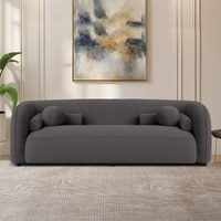 Zenol Boucle Fabric 3 Seater Sofa In  Dark Grey