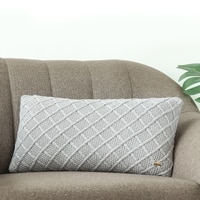 Crest Light Grey Decorative Cushion Cover 12X20 Inches