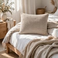 Moss Knit Stone Cotton Knitted Decorative Cushion Cover 16 x 16 Inches