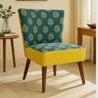 Tiara Solid Wood Accent Chair in Yellow Colour