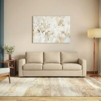 Apollo High Back 3 Seater Fabric Sofa in Pearl Colour