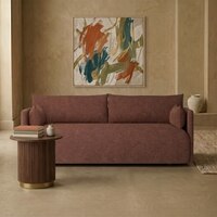 Cozychic Wood 3 Seater With Upholstery Non Storage Sofa In Red Colour