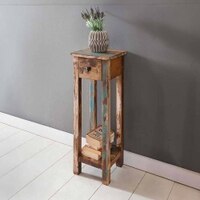 Paulo Solid Wood Side Table in  Distressed Finish
