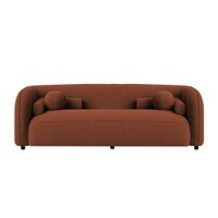 Zenol Boucle Fabric 3 Seater Sofa In Orange