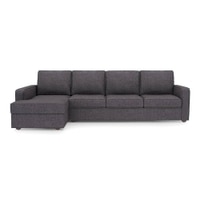 Apollo Fabric Sectional Sofa (Colour : Steel, Cushion : Hard, Back Type : Regular, Seating Capacity : Left Aligned 3 Seater + Left Aligned Chaise + Ottoman)