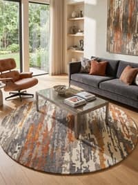 Saraswati Global Abstract Wool Viscose Hand Tufted Carpet in Orange 10X10 ft