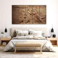 The Castle Decor Assyrian Art Wall Painting Wooden Framed Digital Painting 27x48 Inch