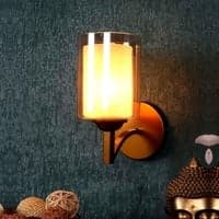 Eliante Alif Iron Wall Light With Glass In Gold Colour