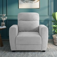 Alvaro Velvet 1 Seater Sofa Grey Color