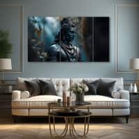 The Castle Decor Lord Shiva Wall Painting Wooden Framed 27x48 Inch (Style 15)