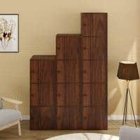 Calcio Combo Engineered Wood Wardrobe In Brown Maple Finish