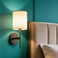 Eliante Cloth Shade Wall Lights Mild Steel & Glass Material Dark Brown & White Finish