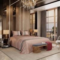Stoa Paris Satin Bedsheet for Super King Bed (274 cm x 274 cm) with 2 Pillow Covers heet for Estate Champagne
