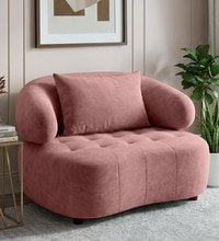 Henry Velvet 1 Seater Sofa Peach color