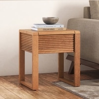 Linnea Solid Wood Side Table in Amber Walnut Finish