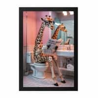 The Castle Decor Quirky Giraffe Toilet Reading Newspaper Wall Art 8x12 Inch