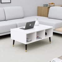 Hexa Engineered Wood Coffee Table With Storage And Open Rack In Frosty White