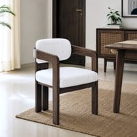 Burbon Solid Wood Upholstered Dining Chair in Walnut Finish