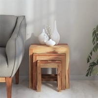 Mana Solid Wood Set Of 3 Stools