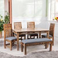 Oakmont Sheesham Wood Accent 6 Seater Dining Table Set