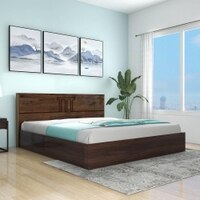 Styx Engineered Wood Queen  Size Bed With Box Storage (Walnut Finish)