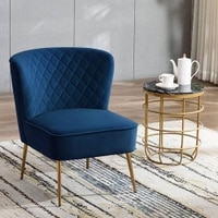Ruba Solid Wood Accent Chair in Navy Blue Colour