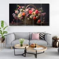The Castle Decor Flowers Wall Painting Wooden Framed Digital Painting 27x48 Inch (Style 2)
