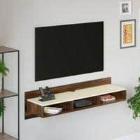 Reynold Engineering Wood Wall Mount TV Entertainment Unit Set Top Box Stand/TV Cabinet with Shelves for Books & Decor Display Unit Bed Living Room Upto 55 Inches (Brown Maple & Beige)