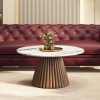 Sienne Round Soildwood and Toronto Coffee Table in Bronzed Oak Finish