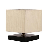 Boden Off White Fabric Shade Table Lamp with Black Iron Base