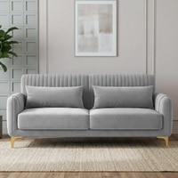 Monly Velvet 3 Seater Sofa Grey Color