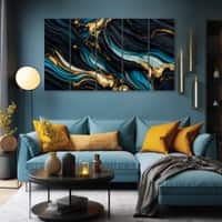 The Castle Decor Marble Abstract Wall Painting Wooden Framed Digital Painting 27x48 Inch (Style 1)