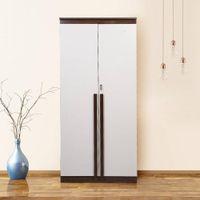 Meridian engineered wood two door wardrobe with Columbian walnut finish