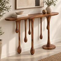 Lava Solid Sheesham Wood Console In Provincial Teak Finish