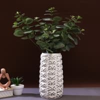 Pineapple Designed Carvings White Ceramic Vase