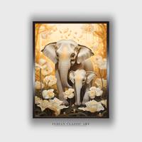 Green Grey Elephant Canvas Wall Prints Canvas Wall Prints Set of 1 Multicolor Matte