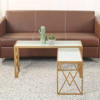 Valentino Frosted Glass Nesting Coffee Table In Dark Gold Finish