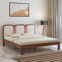 Classic Solid Wood Queen Size Bed Non Storage in Provincial Teak Finish