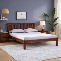 Havenwood Solid Wood Queen  Size Bed Without Storage (Honey Oak Finish)