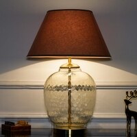 Secret Glass & Metal Large Table Lamp With Beige Cotton Shade