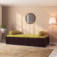 Harvey Diwan in Mahogany Finish with Yellow Fabric Colour