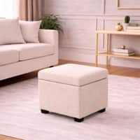 Doe Buck Hutcheson Upholstered Storage Ottoman Cube in Off White Colour