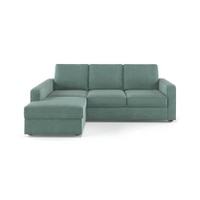 Apollo Fabric Sectional Sofa (Colour : Dusty Turquoise Velvet, Cushion : Soft, Back Type : Regular, Seating Capacity : Left Aligned 2 Seater + Left Aligned Chaise)