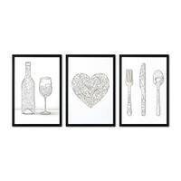 The Castle Decor Minimal Kitchen Wall Art Set of 3 12x18 Inch