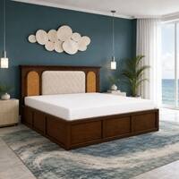 Virasat Solid Wood Compact King Bed Box Storage Provincial Teak Finish Mattress 72 x 72 Inches
