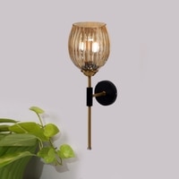 Devansh Metal Electric Wall Light in black Colour with Lavender Shade Count of 1 Light