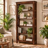 Arcade Sheesham Wood Book Shelves In Provincial Teak Finish