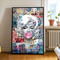 The Castle Decor Abstract Pop Art Woman Wall Art Framed Painting 20x30 Inch