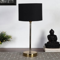 Black cotton with Metal Gold Table Lamp