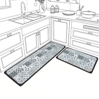 Luxe Home Geometric Design Combo Kitchen Runner Mat - Grey (116x36 & 58x36 cm PC-2)